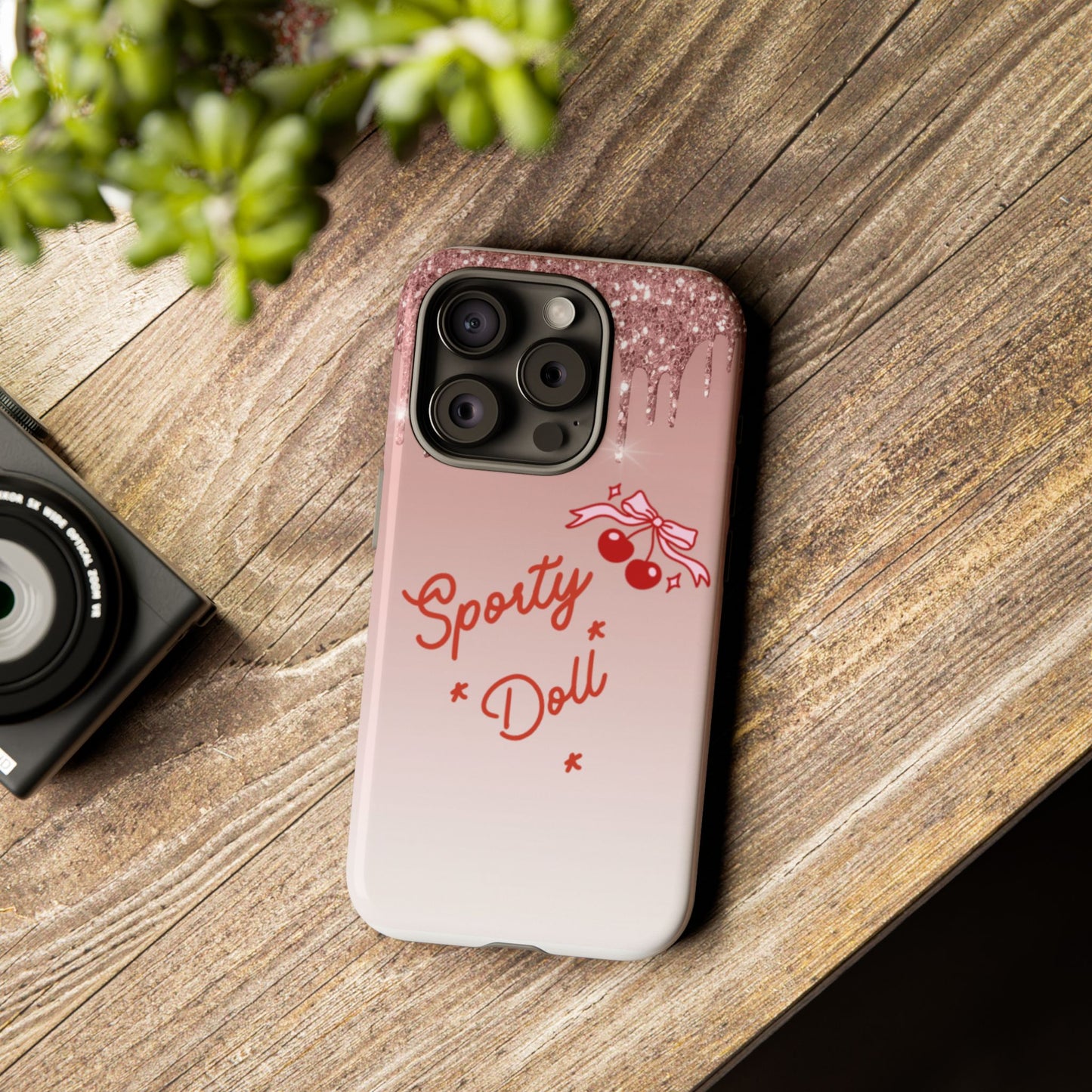 Pink Sparkly 'Sporty Doll Tough' Phone Case