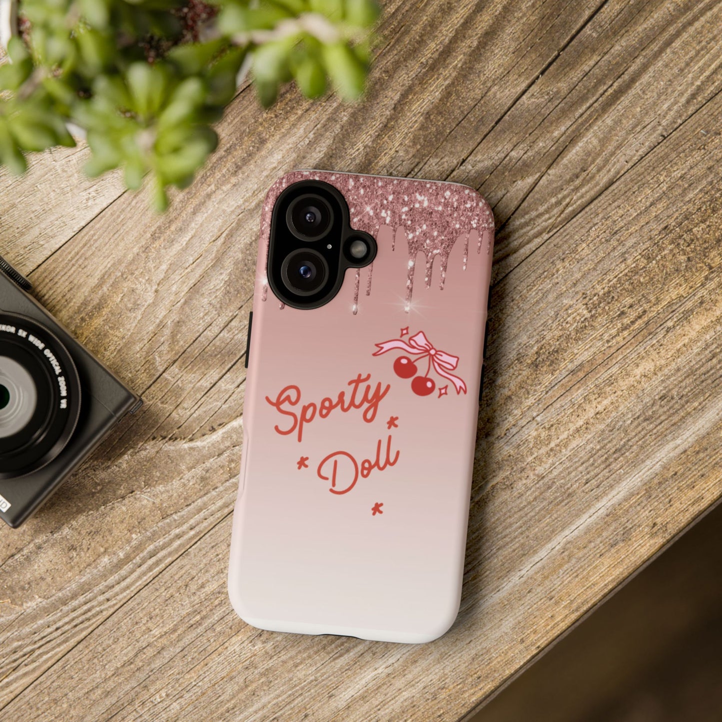 Pink Sparkly 'Sporty Doll Tough' Phone Case