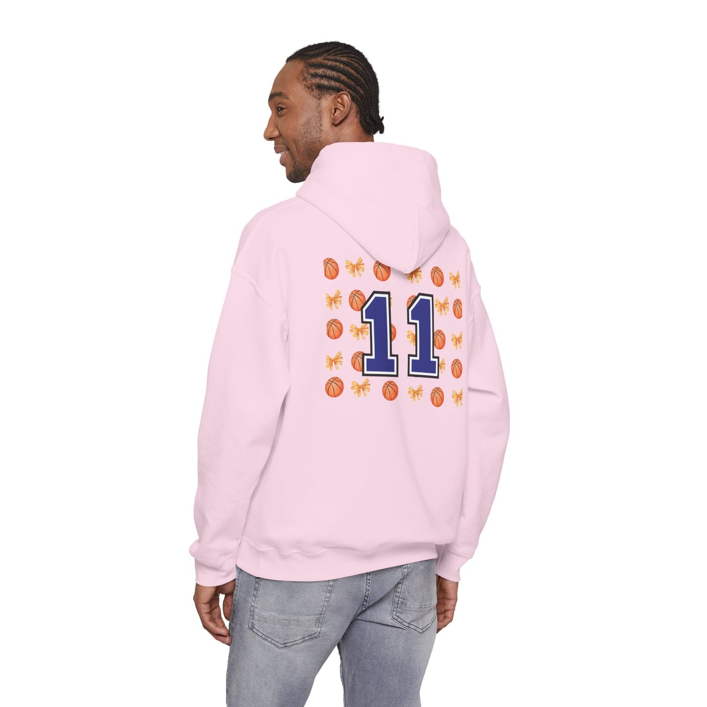 Basketball Bow Hoodie — Custom Number 11 Sports Crewneck
