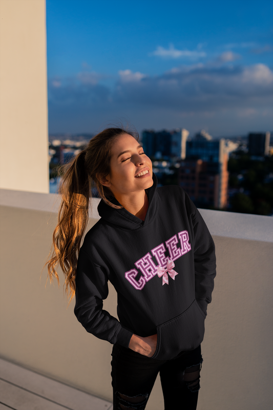 Cheer Hoodie with Pink Ribbon — Cheerleading Pullover