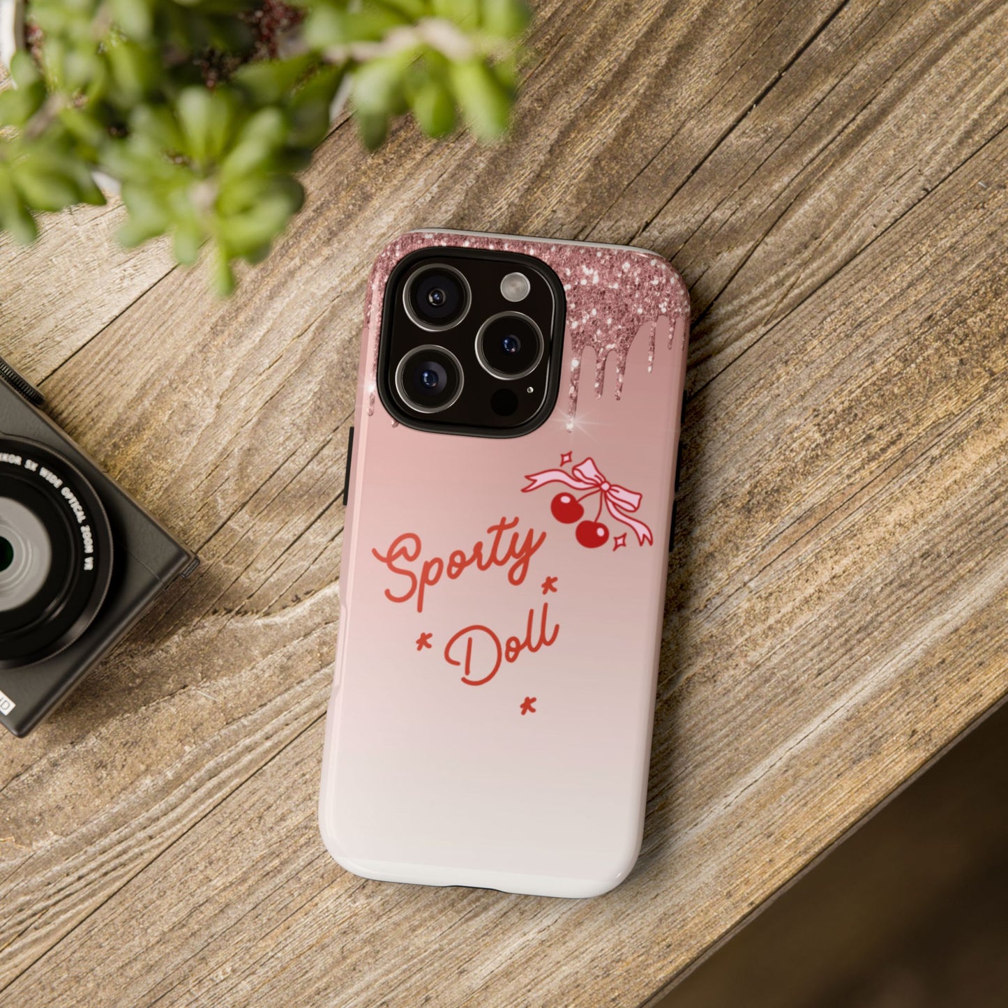Pink Sparkly 'Sporty Doll Tough' Phone Case