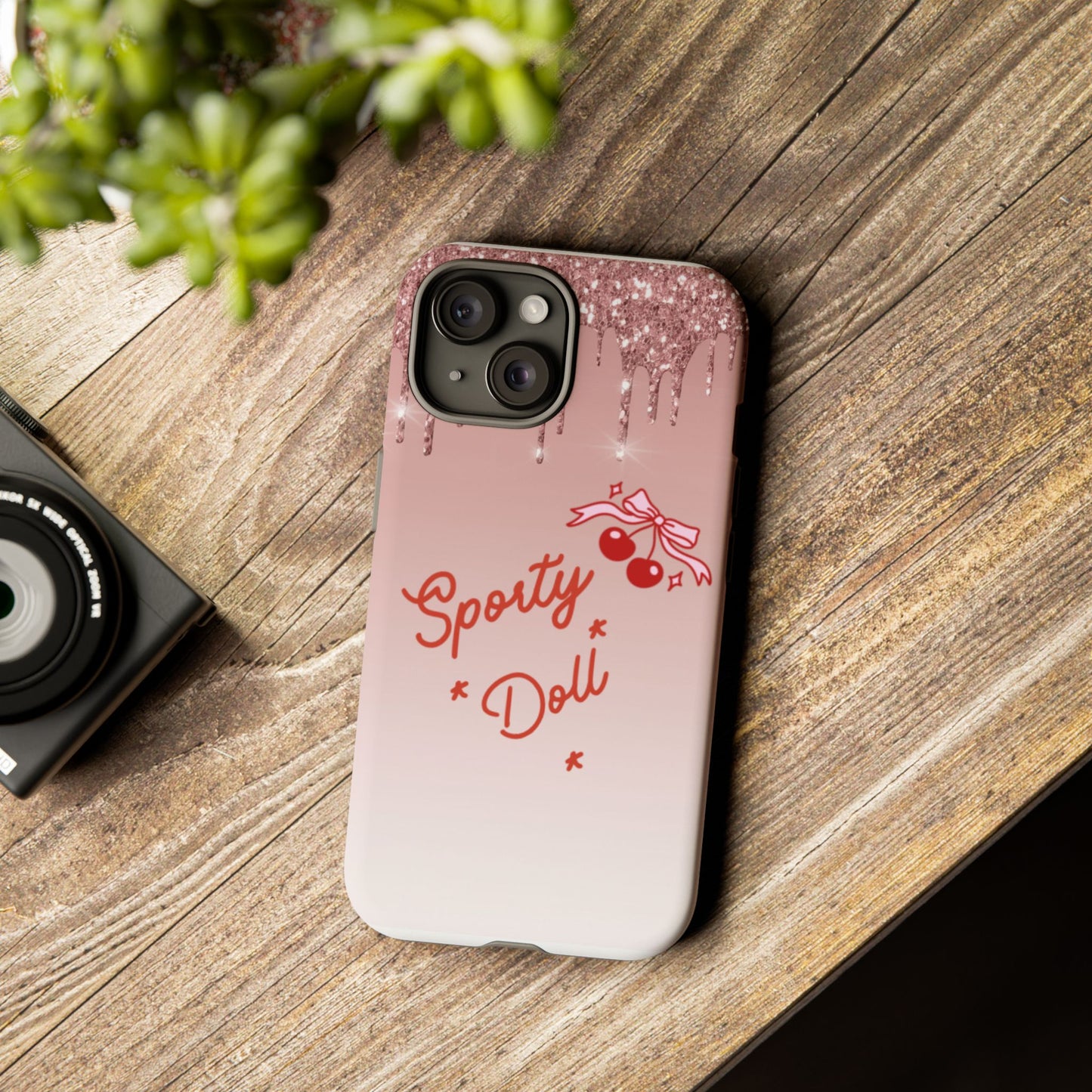 Pink Sparkly 'Sporty Doll Tough' Phone Case