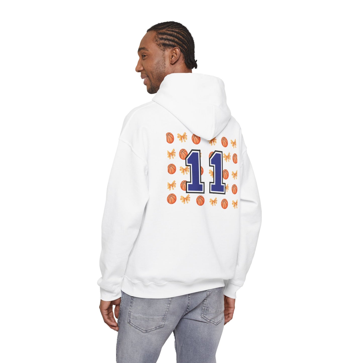 Basketball Bow Hoodie — Custom Number 11 Sports Crewneck
