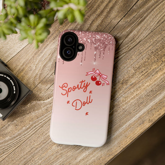Pink Sparkly 'Sporty Doll Tough' Phone Case