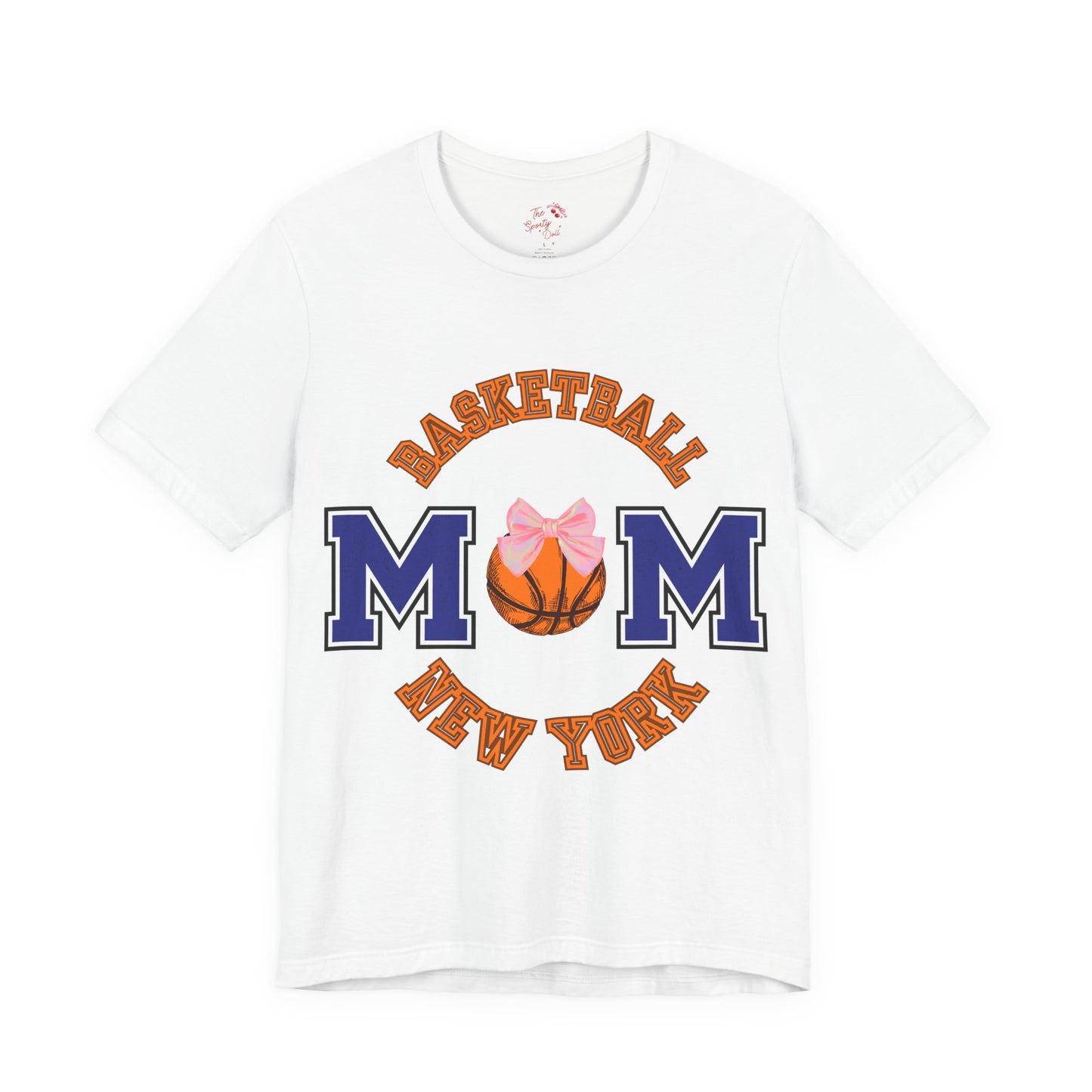 Basketball Mom T-Shirt — New York Basketball Mom Tee with Pink Bow