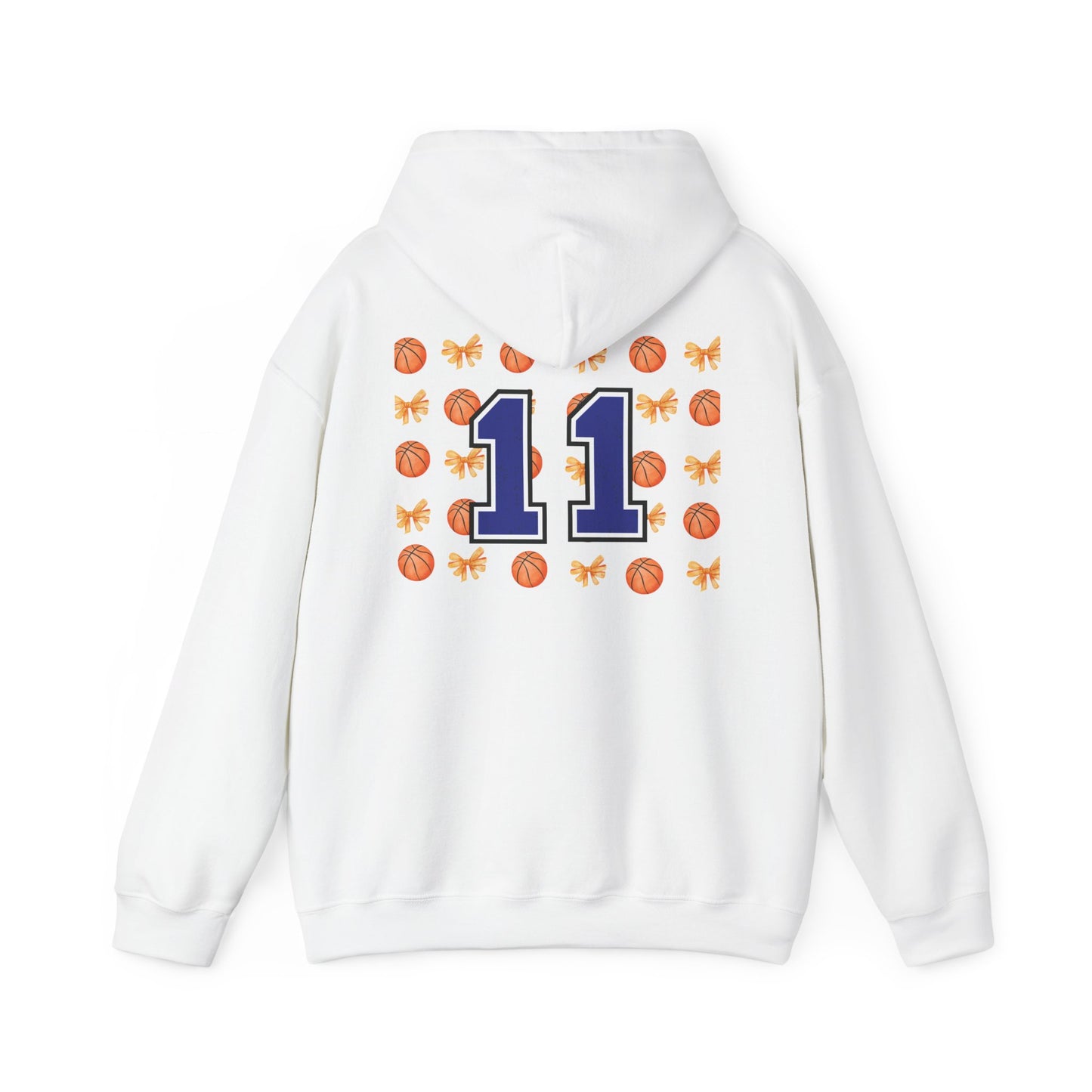 Basketball Bow Hoodie — Custom Number 11 Sports Crewneck